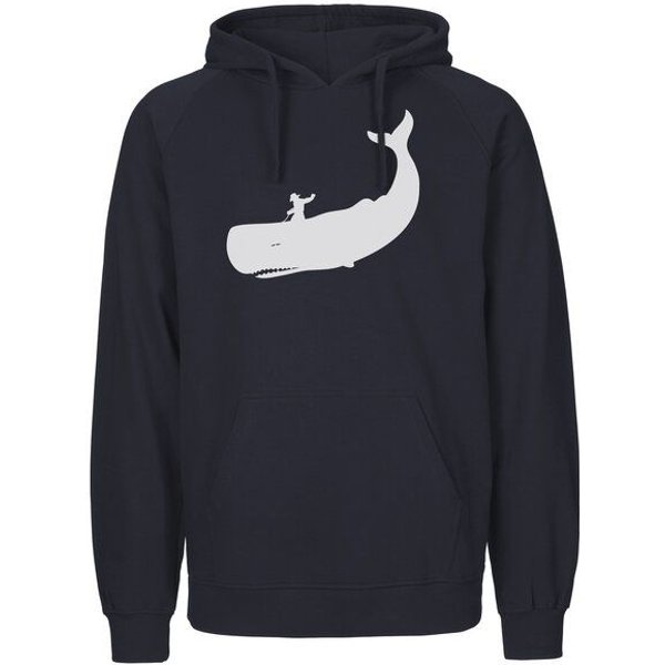 HANDGEDRUCKT "Cowboy und Wal" Männer Hoody Neutral