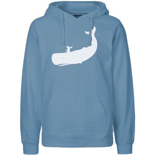 HANDGEDRUCKT "Cowboy und Wal" Männer Hoody Neutral