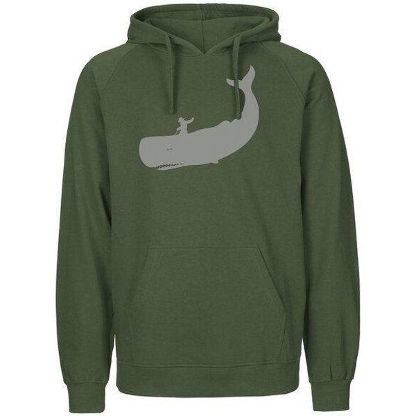 HANDGEDRUCKT "Cowboy und Wal" Männer Hoody Neutral