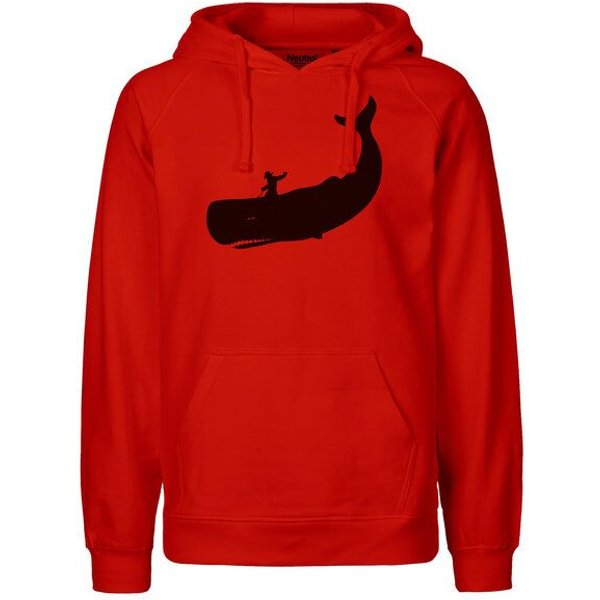 HANDGEDRUCKT "Cowboy und Wal" Männer Hoody Neutral
