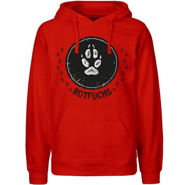 HANDGEDRUCKT "Trittsiegel RotFuchs" Männer Hoody Neutral