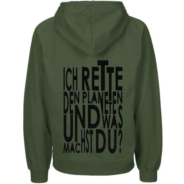 HANDGEDRUCKT "Weltretten" Männer Hoody Neutral
