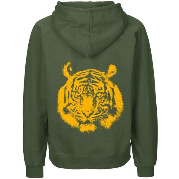 HANDGEDRUCKT "Tiger" Männer Zip Hoody Neutral