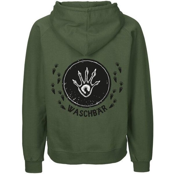 HANDGEDRUCKT "Trittsiegel WaschBär" Männer Zip Hoody Neutral