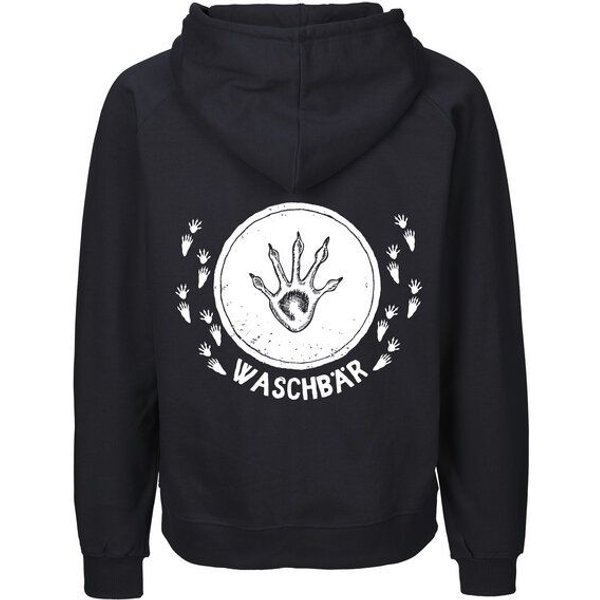HANDGEDRUCKT "Trittsiegel WaschBär" Männer Zip Hoody Neutral