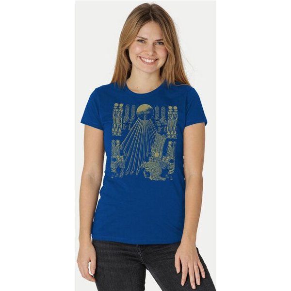 Peaces.bio - handbedruckte Biomode Damen Fit T-Shirt Sonnenscheibe Aton