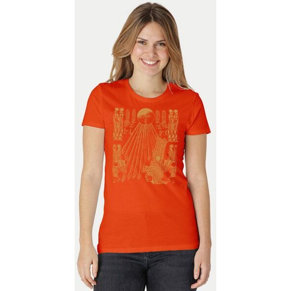 Peaces.bio - handbedruckte Biomode Damen Fit T-Shirt Sonnenscheibe Aton