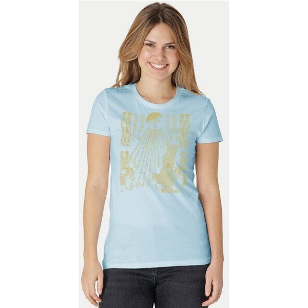 Peaces.bio - handbedruckte Biomode Damen Fit T-Shirt Sonnenscheibe Aton