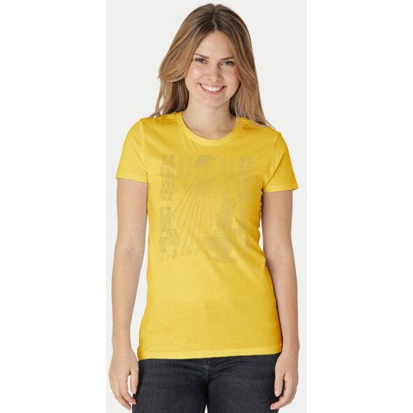 Peaces.bio - handbedruckte Biomode Damen Fit T-Shirt Sonnenscheibe Aton