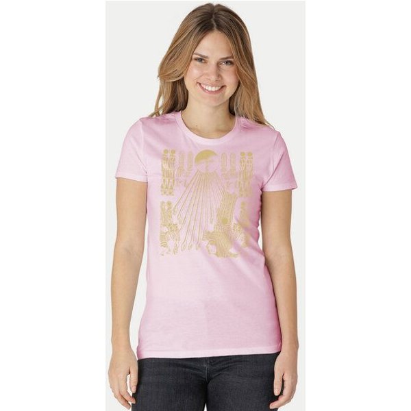 Peaces.bio - handbedruckte Biomode Damen Fit T-Shirt Sonnenscheibe Aton