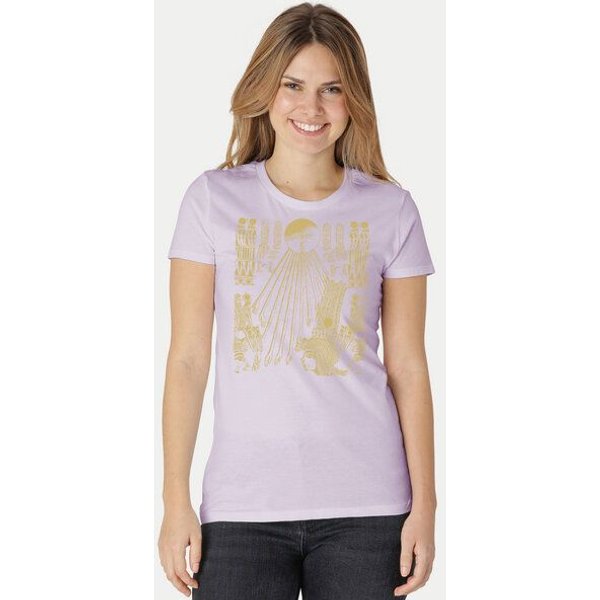 Peaces.bio - handbedruckte Biomode Damen Fit T-Shirt Sonnenscheibe Aton