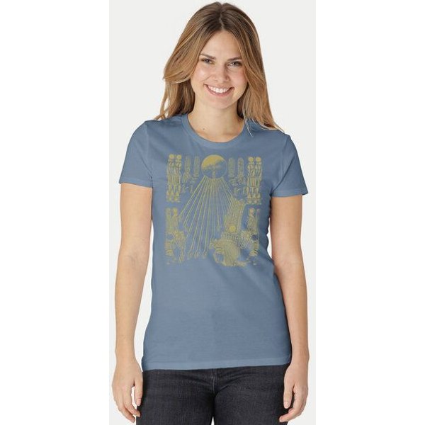 Peaces.bio - handbedruckte Biomode Damen Fit T-Shirt Sonnenscheibe Aton