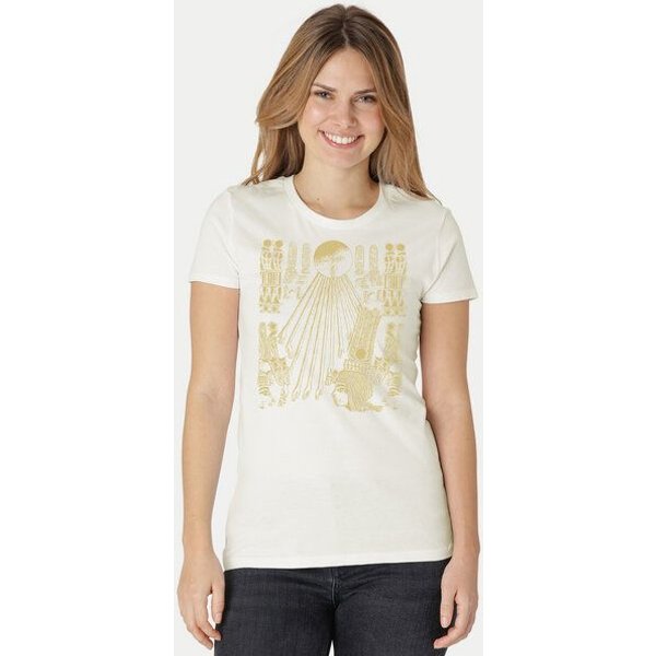 Peaces.bio - handbedruckte Biomode Damen Fit T-Shirt Sonnenscheibe Aton