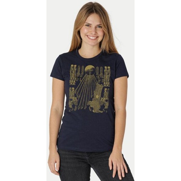 Peaces.bio - handbedruckte Biomode Damen Fit T-Shirt Sonnenscheibe Aton