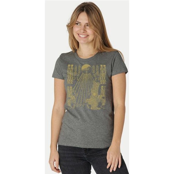 Peaces.bio - handbedruckte Biomode Damen Fit T-Shirt Sonnenscheibe Aton
