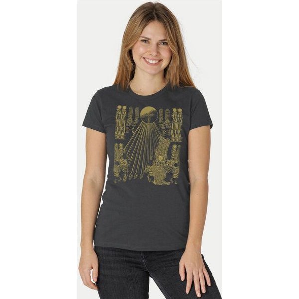 Peaces.bio - handbedruckte Biomode Damen Fit T-Shirt Sonnenscheibe Aton