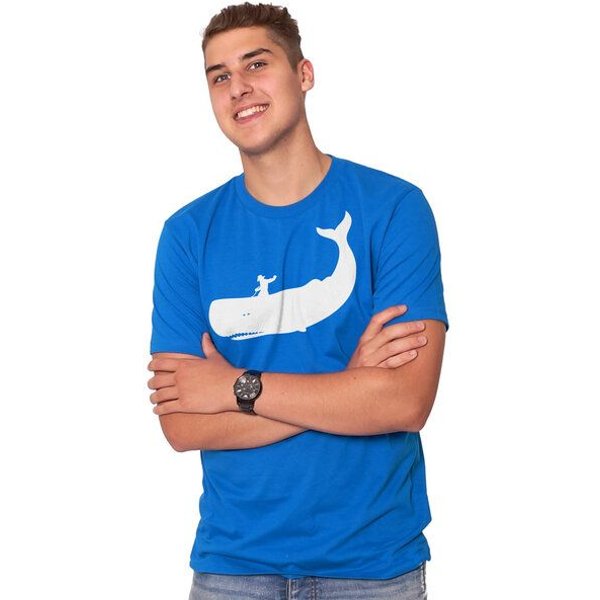 HANDGEDRUCKT RESTPOSTEN "Cowboy und Wal" Männer T-Shirt Earth Positive