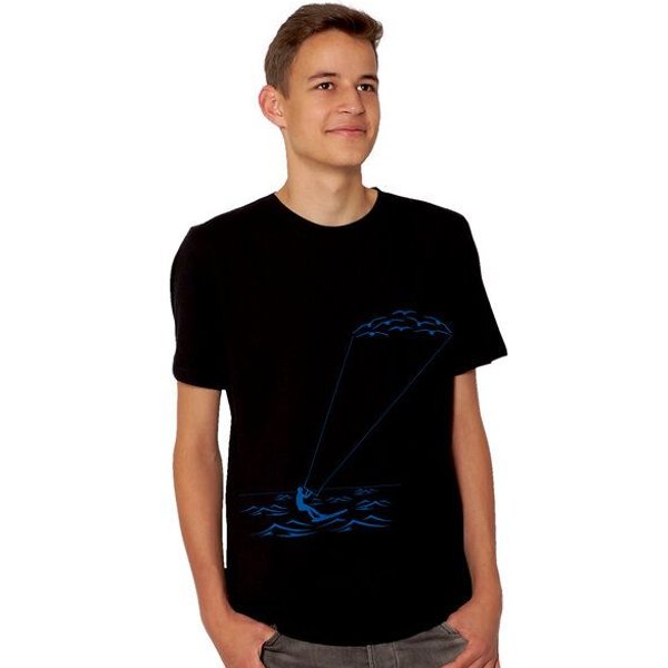 HANDGEDRUCKT RESTPOSTEN "Kitesurfing" Männer T-Shirt Earth Positive