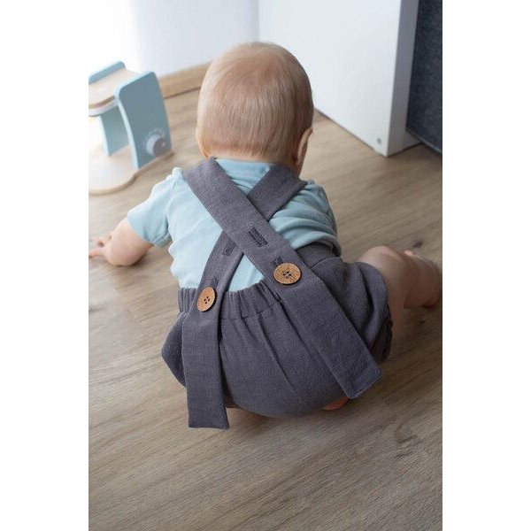 Baby Romper Leinen *grau / beige* | NoniKids Berlin