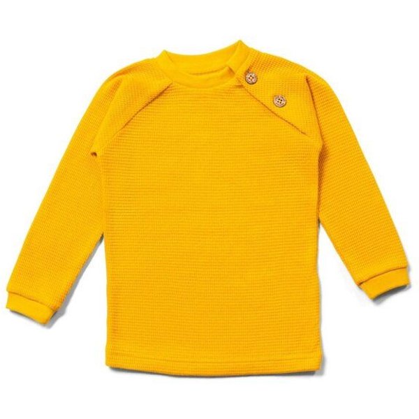Little Green Radicals Waffel-Raglan-Pullover – Knopfleiste vorne, GOTS, Fairtrade