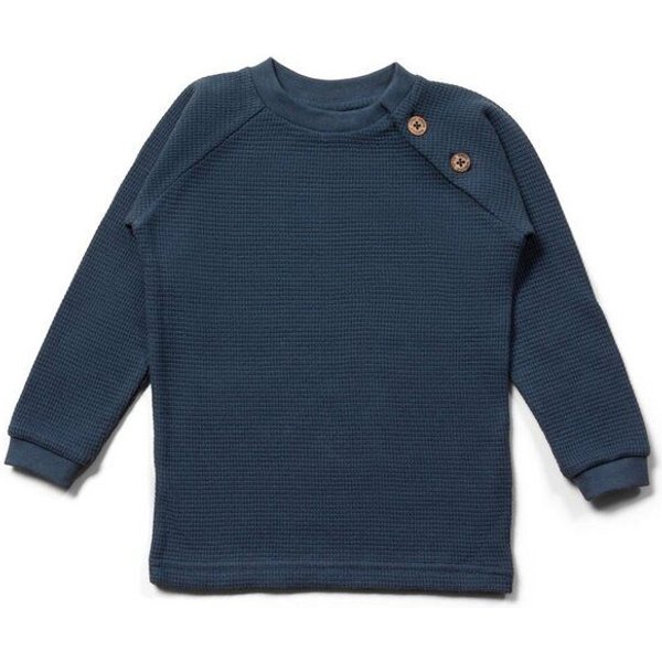 Little Green Radicals Waffel-Raglan-Pullover – Knopfleiste vorne, GOTS, Fairtrade