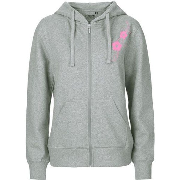 HANDGEDRUCKT "Hibisken" Frauen Zip Hoody Neutral