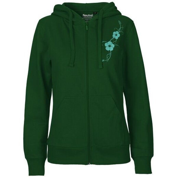 HANDGEDRUCKT "Hibisken" Frauen Zip Hoody Neutral