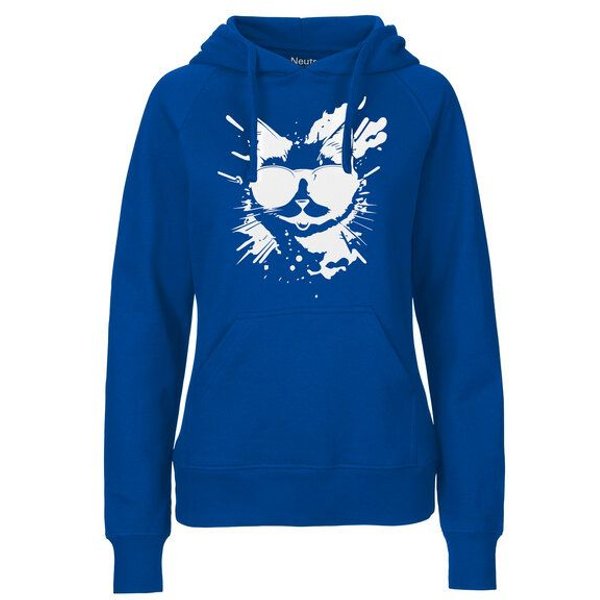 HANDGEDRUCKT "Cool Cat" Frauen Hoody Neutral
