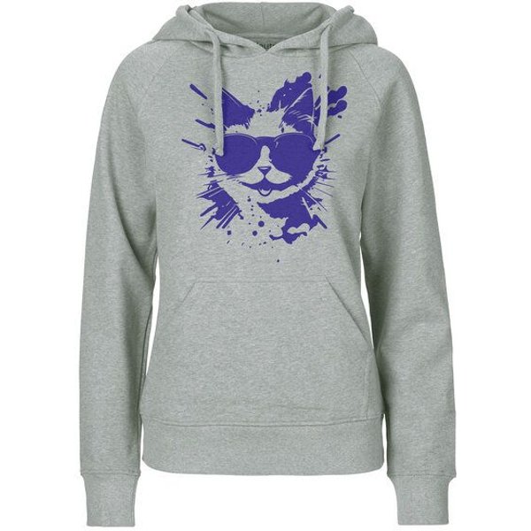 HANDGEDRUCKT "Cool Cat" Frauen Hoody Neutral