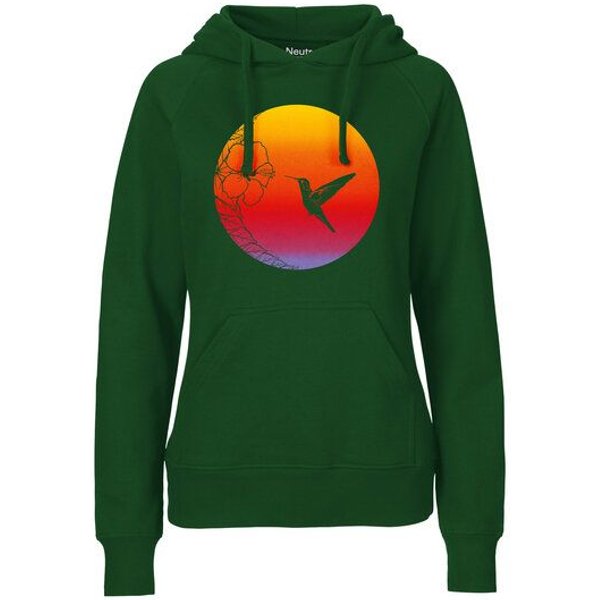 HANDGEDRUCKT "Kolibri" Frauen Hoody Neutral