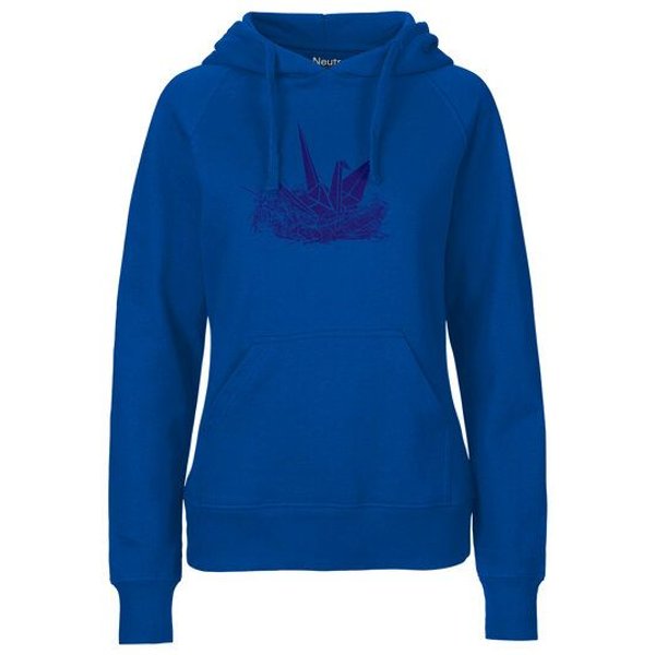 HANDGEDRUCKT "Origami-Kranich" Frauen Hoody Neutral