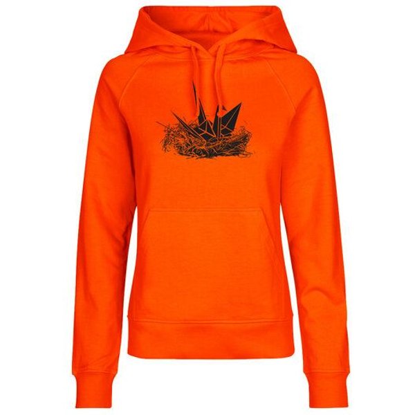 HANDGEDRUCKT "Origami-Kranich" Frauen Hoody Neutral