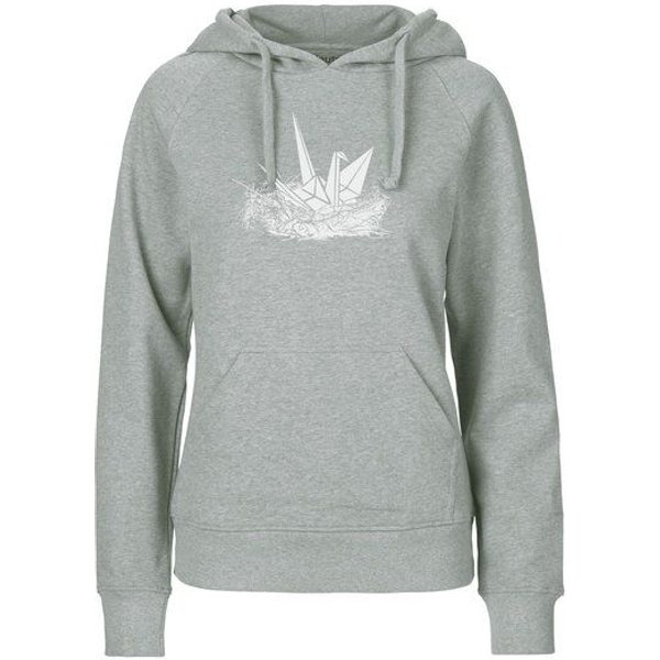 HANDGEDRUCKT "Origami-Kranich" Frauen Hoody Neutral