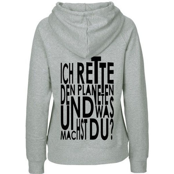 HANDGEDRUCKT "Weltretten" Frauen Hoody Neutral
