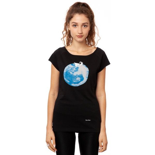 FellHerz Damen T-Shirt Moon Girl schwarz aus 100% Biobaumwolle