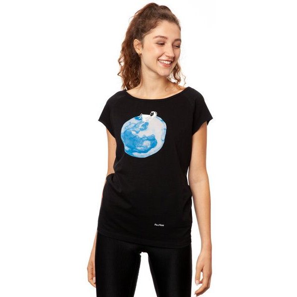 FellHerz Damen T-Shirt Moon Girl schwarz aus 100% Biobaumwolle