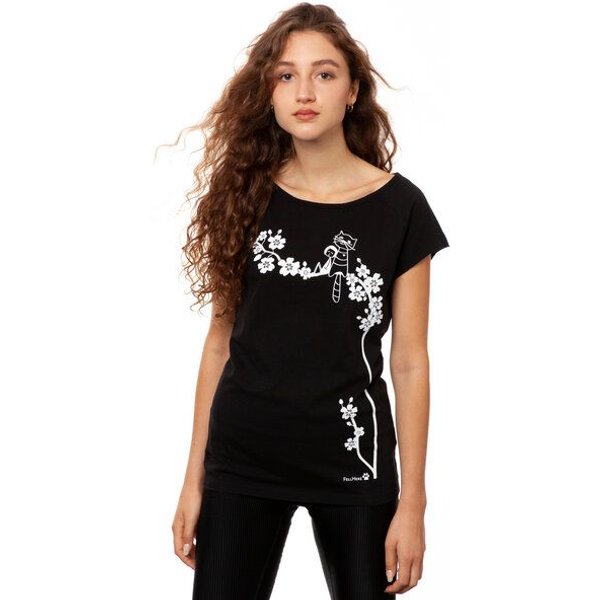 FellHerz Damen T-Shirt Catlove aus 100% Biobaumwolle & Handbedruckt