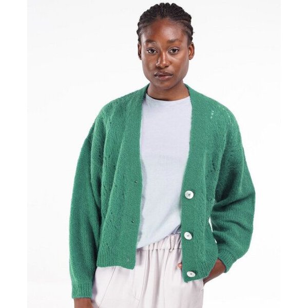 Alma & Lovis Sommer-Strickjacke aus Alpaka mit Ajourmuster | Ajour Grandpa