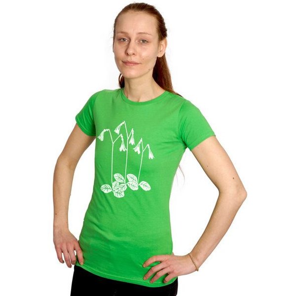 HANDGEDRUCKT "Moosglöckchen" Frauen T-Shirt Earth Positive