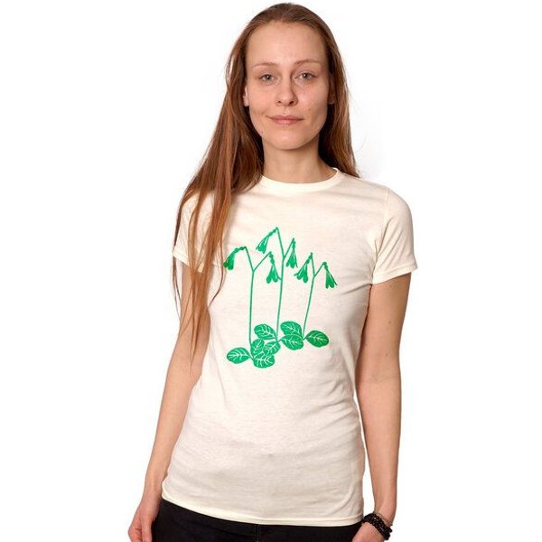 HANDGEDRUCKT "Moosglöckchen" Frauen T-Shirt Earth Positive