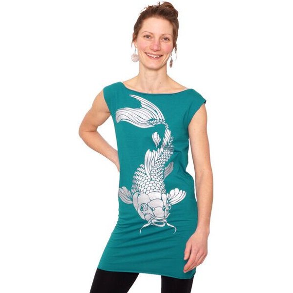 "Koi03" Frauen Biokleidchen HANDGEDRUCKT