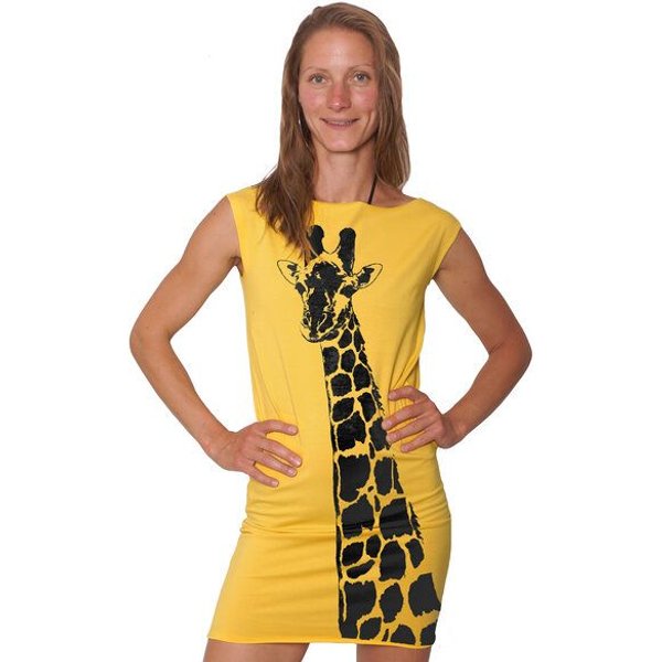 "Stefanie la Girafe" Frauen Biokleidchen HANDGEDRUCKT