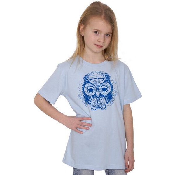 HANDGEDRUCKT "Eule" Unisex Kinder-T-Shirt Earth Positive