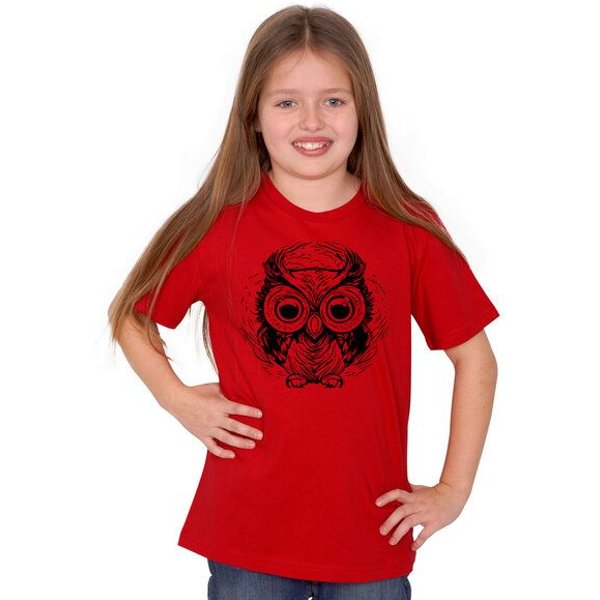 HANDGEDRUCKT "Eule" Unisex Kinder-T-Shirt Earth Positive
