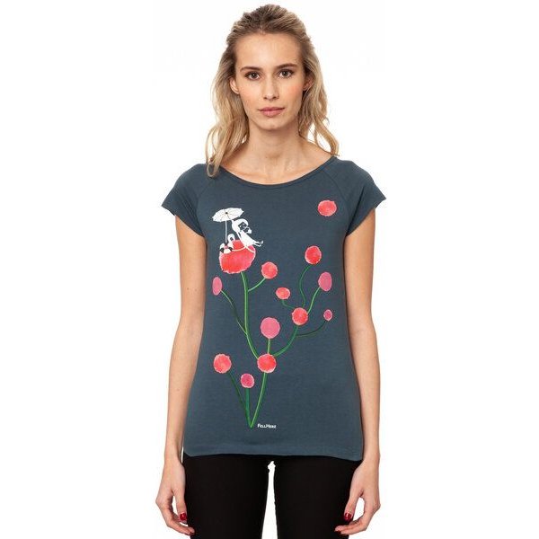 FellHerz Damen T-Shirt Sundowner grau blau aus 100% Biobaumwolle