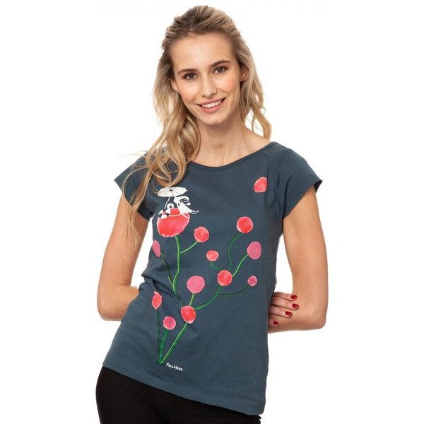 FellHerz Damen T-Shirt Sundowner grau blau aus 100% Biobaumwolle