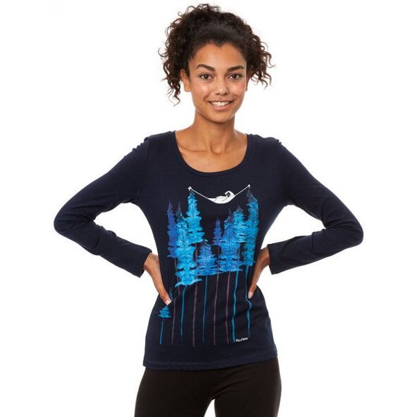 FellHerz Damen Longsleeve Wood Girl dunkelblau aus 100% Biobaumwolle