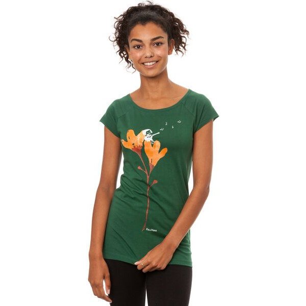 FellHerz Damen T-Shirt Gitarrenmädchen dunkelgrün aus 100% Biobaumwolle