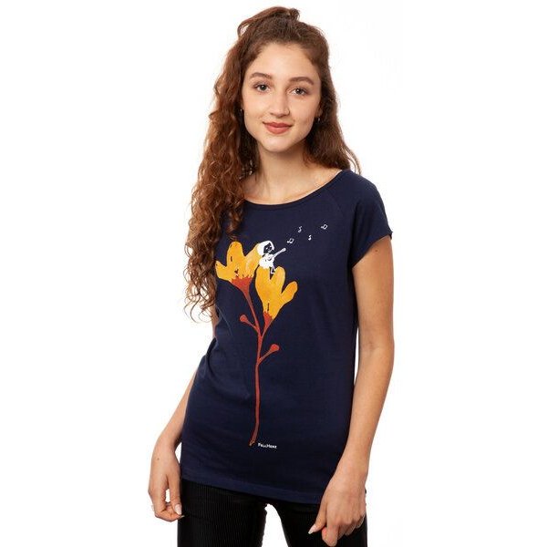 FellHerz Damen T-Shirt Gitarrenmädchen dunkelgrün aus 100% Biobaumwolle