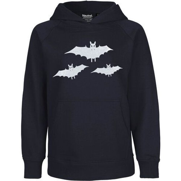 HANDGEDRUCKT "Fledermausschar" Kinder Hoody Neutral